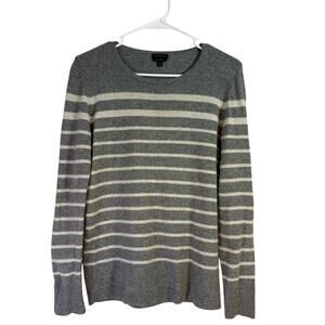 Talbots 100% Pure Cashmere Gray Striped Sweater Size Medium CC0549